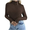 thumbnail image 1 of Htigea Turtleneck Long Sleeve Sweater for Women Lightweight Ribbed Knit Pullover Fall Winter Slim Fit Base Layer Sweater Tops Coffee XL, 1 of 5