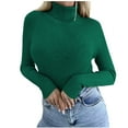 thumbnail image 1 of Htigea Turtleneck Long Sleeve Sweater for Women Lightweight Ribbed Knit Pullover Fall Winter Slim Fit Base Layer Sweater Tops Green L, 1 of 5
