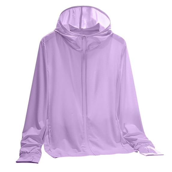 Htigea UPF 50+ Sun Protection Hoodie for Women Summer UV Jacket Breathable Lightweight Long Sleeve Hiking Shirt with Pocket Purple XXXXL