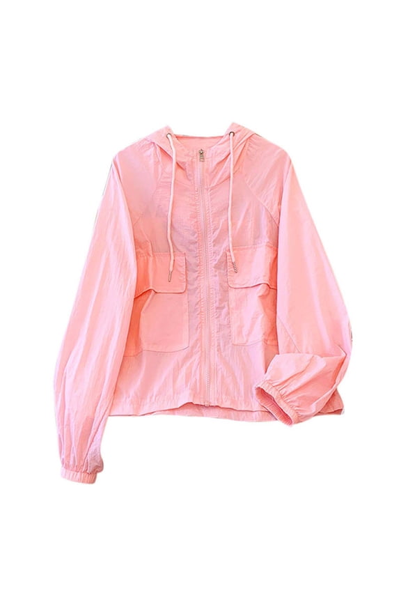 UPF 50+ Sun Protection Jackets for Women Long Sleeve Full Zip Athletic Workout Coats Pink M