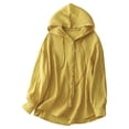 thumbnail image 1 of Htigea UPF 50+ Women's Button Down Shirts Rash Guard Long Sleeve Hoodie Lightweight Sun Protection Summer Tops Yellow XL, 1 of 9