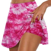 Htigea Under $10 2 in 1 Womens Skorts Trendy Tie Dye Print Golf Tennis Athletic Skort Lightweight Workout Skirts with Knickers Pink S