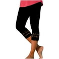 thumbnail image 1 of Htigea Under $10 Capri Yoga Leggings for Women High Waisted Stretchy Workout Pants Summer Beach Hollow Out Capris Cozy Milk Silk Legging Black S, 1 of 4