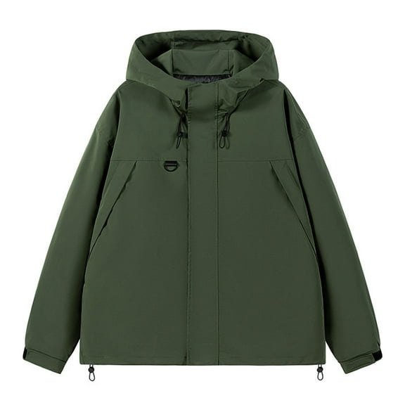 Htigea Unisex Jackets Womens Mens Waterproof Jacket Lightweight Outdoor Hiking Athletic Windbreaker Coats with Pockets Army Green M