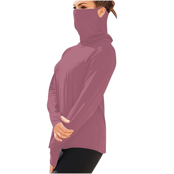 Htigea Unisex Mens Womens UPF 50+ Sun Protection Shirt Long Sleeve Lightweight Rash Guard Shirts with Face Cover Watermelon Red S