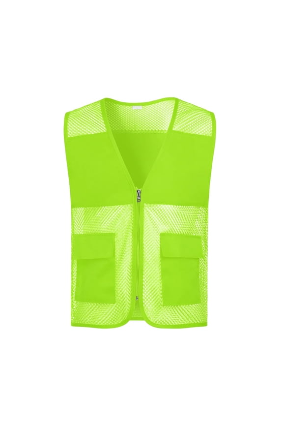 Unisex Safety Vest with Pockets Mesh Breathable Fishing Vests Sleeveless Outdoor Workwear for Men Women Army Green XXXL