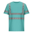 thumbnail image 1 of Htigea Unisex T-Shirts High Visibility Short Sleeve Safety Tshirts Women Reflective Striped Shirts Summer Crewneck Tee Outdoor Work Tops Mint Green L, 1 of 4