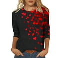 thumbnail image 1 of Htigea Valentines Day Shirts for Women Love Heart Graphic Tees Shirt 3/4 Sleeve Crew Neck Tees Women's Casual Loose Fit Tunic Tops 01#Multicolor,XXL, 1 of 5