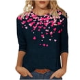 thumbnail image 1 of Htigea Valentines Day Shirts Womens Love Heart Graphic Tees Shirt Crew Neck 3/4 Sleeve T-Shirts Casual Loose Fit Tunic Tops 02#Multicolor,XXXL, 1 of 5