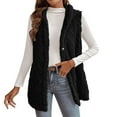 thumbnail image 1 of Htigea Vests for Women Lightweight Stand Collar Sherpa Fleece Vest Snap Button Sleeveless Jackets with Pockets Black S, 1 of 7