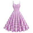 thumbnail image 1 of Htigea Vintage Plaid Dresses for Women Spaghetti Strap Fit and Flare Dress Juniors Tea Party Homecoming Cocktail Dresses Purple,L, 1 of 7
