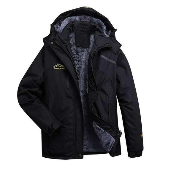 Htigea Warm Winter Jacket for Women Fleece Lined Full Zipper Hooded Coat Outdoor Athletic Ski Windbreaker Jackets with Pockets Black 3XL