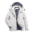 thumbnail image 1 of Htigea Warm Winter Jacket for Women Fleece Lined Full Zipper Hooded Coat Outdoor Athletic Ski Windbreaker Jackets with Pockets White 2XL, 1 of 3