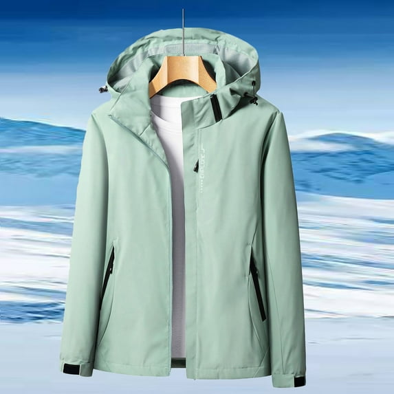 Htigea Windbreaker Jacket for Women Outdoor Cycling Windproof Coat Lightweight Full Zip Up Hooded Jackets with Pockets Green 2XL
