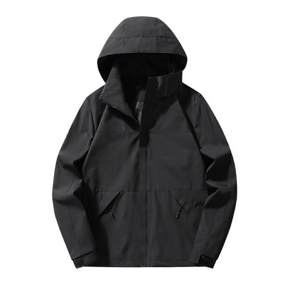 Htigea Windproof Jacket for Women Lightweight Full Zip Up Hooded Windbreaker Outerwear Outdoor Hiking Travel Pockets Coats Black 4XL