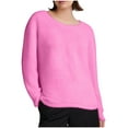 thumbnail image 1 of Htigea Winter Shirts for Women Thin Fleece Crewneck Long Sleeve Top Casual Cozy Pullover Everyday Tee Hot Pink XXXXL, 1 of 3
