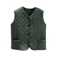 thumbnail image 1 of Htigea Winter Warm Gilet for Women Sleeveless Quilted Vest Solid Color Button Down Waistcoat with Pockets Green L, 1 of 3
