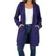 thumbnail image 1 of Htigea Women Full Zip Up Hoodie Oversized Long Tunic Sweatshirts Casual Fleece Hooded Jacket Fall Winter Coats Outerwear with Pockets Purple M, 1 of 9