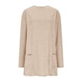 thumbnail image 1 of Htigea Women Long Sleeve Tunic Tops Solid Crewneck Pullover Casual Loose Fit Shirts Soft Comfy Everyday Tshirt with Pockets Beige S, 1 of 9