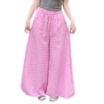 thumbnail image 1 of Htigea Women's Balloon Pants Plaid Elastic Waisted Wide Leg Pant Casual Loose Summer Daily Pants Purple S, 1 of 8