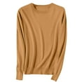 thumbnail image 1 of Htigea Women's Basic Sweaters Solid Crewneck Long Sleeve Fall Knit Pullover Soft Comfy Jumper Sweater Gold M, 1 of 6