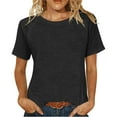 thumbnail image 1 of Htigea Women's Basic Tee Raglan Short Sleeve Crewneck T-Shirts Plus Size Tunic Tops Soft Comfy Summer Casual T Shirts Black XXXXL, 1 of 6