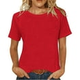 thumbnail image 1 of Htigea Women's Basic Tee Raglan Short Sleeve Crewneck T-Shirts Plus Size Tunic Tops Soft Comfy Summer Casual T Shirts Red XXXXL, 1 of 6