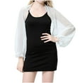 thumbnail image 1 of Htigea Women's Bolero Shrugs Long Sleeve Open Front Sheer Cardigan Chiffon Shawl Cropped Cardigans to Wear with Dress White Free Size, 1 of 9