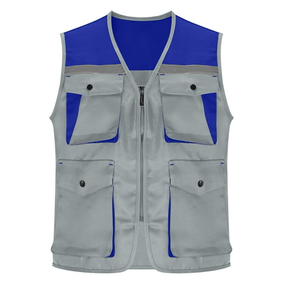 Htigea Women's Cargo Vest Striped Reflective Safety88Uniform Vests Lightweight Outdoor Hiking Fishing Tops Gray XL