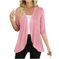 thumbnail image 1 of Htigea Women's Casual Half Sleeve Cardigan Lightweight Soft Open Front Cardigans Pink XL, 1 of 8