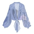 thumbnail image 1 of Htigea Women's Chiffon Cardigan Long Sleeve Sheer Shrugs Casual Tie Open Front Shawl Top Boho Beach Cover Ups Light Blue 2XL, 1 of 6