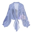 thumbnail image 1 of Htigea Women's Chiffon Cardigan Long Sleeve Sheer Shrugs Casual Tie Open Front Shawl Top Boho Beach Cover Ups Light Blue M, 1 of 6