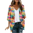 thumbnail image 1 of Htigea Women's Chiffon Cardigans Fashion Print 3/4 Sleeve Thin Lightweight Cardigan Tops Open Front Cardigans B Multicolor,S, 1 of 5