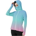 thumbnail image 1 of Htigea Women's Cooling Hoodies Summer Sun Protection Long Sleeve UPF 50+ UV Shirts with Face Mask and Thumb Holes Outdoor Running Hiking Activewear Blue,S, 1 of 7