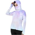 thumbnail image 1 of Htigea Women's Cooling Hoodies Summer Sun Protection Long Sleeve UPF 50+ UV Shirts with Face Mask and Thumb Holes Outdoor Running Hiking Activewear Purple,XL, 1 of 7