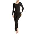 thumbnail image 1 of Htigea Women's Crew Neck Long Johns Thermal Underwear Top & Bottom Set Soft Comfy Fall Winter Base Layer Clothes Black XXL, 1 of 5