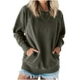 thumbnail image 1 of Htigea Women's Crew Neck Sweatshirts Oversized Long Sleeve Casual Tops Loose Pullover Basic Sweatshirt with Pockets Army Green XL, 1 of 5