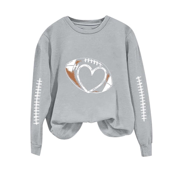 Htigea Women's Crewneck Sweatshirts Trendy Graphic Long Sleeve Tops Fall Pullover Loose Casual Comfy Daily Wear Gray M