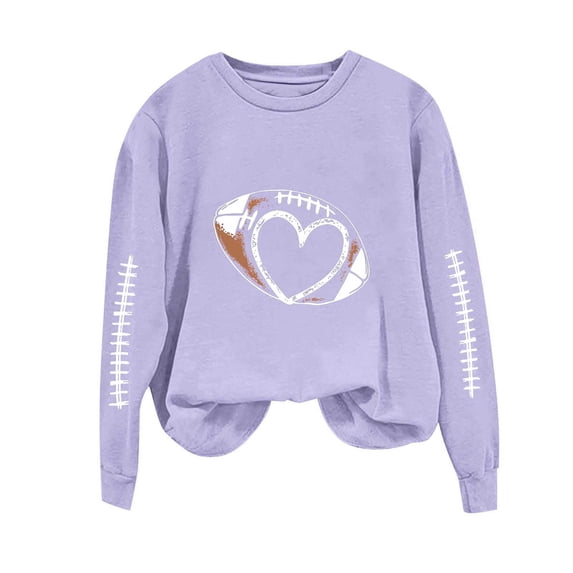 Htigea Women's Crewneck Sweatshirts Trendy Graphic Long Sleeve Tops Fall Pullover Loose Casual Comfy Daily Wear Purple L