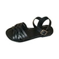 thumbnail image 1 of Htigea Women's Crisscross Flat Sandals with Buckle Ankle Strap Summer Open Toe Breathable Sandal Comfy Everyday Work Sandals Black,6.5, 1 of 9