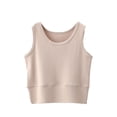 thumbnail image 1 of Htigea Women's Cropped Tank Tops Crew Neck Sleeveless Undershirts Solid Color Workout Base Layer Shirts Beige L, 1 of 5