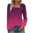 thumbnail image 1 of Htigea Women's Fall Shirts Gradient Color Long Sleeve Boho Tops Casual Loose Fit Blouse with Buttons Hot Pink XXXL, 1 of 7