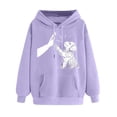 thumbnail image 1 of Htigea Women's Fall Winter Sweatshirts Cute Hoodies Loose Casual Pullover Drawstring Hooded Long Sleeve Tops with Pocket Purple M, 1 of 5