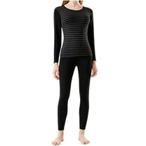 Htigea Women's Fall Winter Thermal Underwear Set Base Layer Long Johns Soft Comfy Top & Bottom 2 Pieces Black M
