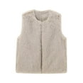 thumbnail image 1 of Htigea Women's Faux Fur Vest Coat Solid Sleeveless Cardigan Jacket Stylish Open Front Gilet Outerwear Beige XS, 1 of 5
