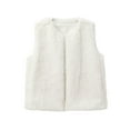 thumbnail image 1 of Htigea Women's Faux Fur Vest Coat Solid Sleeveless Cardigan Jacket Stylish Open Front Gilet Outerwear White S, 1 of 5