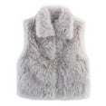 thumbnail image 1 of Htigea Women's Faux Fur Vest Furry Sleeveless Lapel Cropped Jackets Stylish Fall Winter Waistcoat to Wear with Dresses Gray XS, 1 of 2