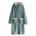 thumbnail image 1 of Htigea Women's Flannel Hooded Nightgown Fuzzy Cozy Plush Warm Winter Loungewear Cute Button Down Sleep Dress with Pocket Green,L, 1 of 9