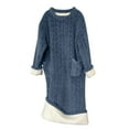 thumbnail image 1 of Htigea Women's Flannel Nightgown Comfy Crew Neck Pullover Sleep Dresses Winter Warm Long Homewear Pajamas with Pockets Navy,S, 1 of 4