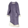 thumbnail image 1 of Htigea Women's Flannel Nightgown Comfy Crew Neck Pullover Sleep Dresses Winter Warm Long Homewear Pajamas with Pockets Purple,L, 1 of 4